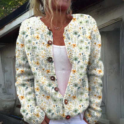 Sarah™ | Stilfuld Cardigan Med Blomsterprint