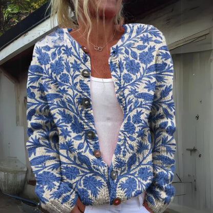 Sarah™ | Stilfuld Cardigan Med Blomsterprint