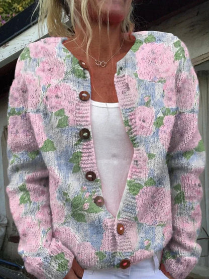 Sarah™ | Stilfuld Cardigan Med Blomsterprint